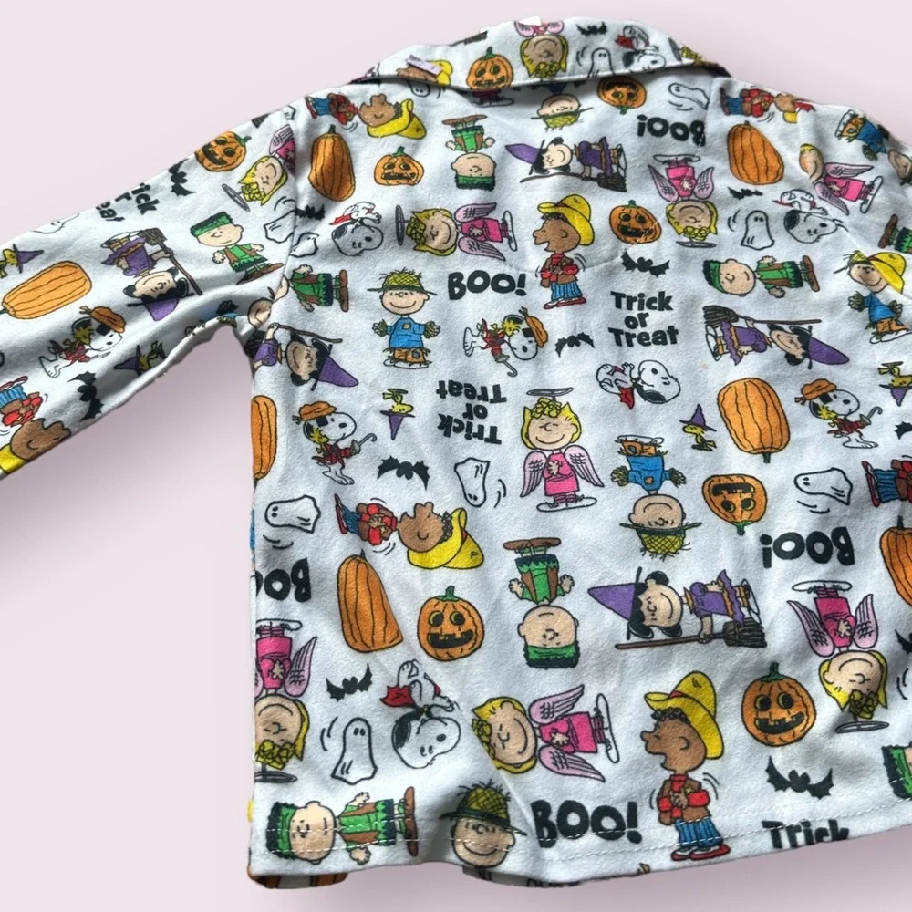 Toddler Peanuts Charlie Brown Halloween Theme Fleece Pajama Set Size 3T - Picture 10 of 11